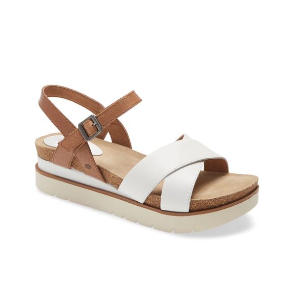 Josef Sibel Clea 10 Platform Sandal in White Brown Leather Women's Size EU 40 - Picture 1 of 8
